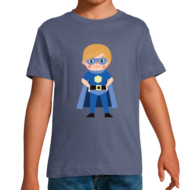 T-SHIRT SUPER-HÉROS BLEU GARÇON