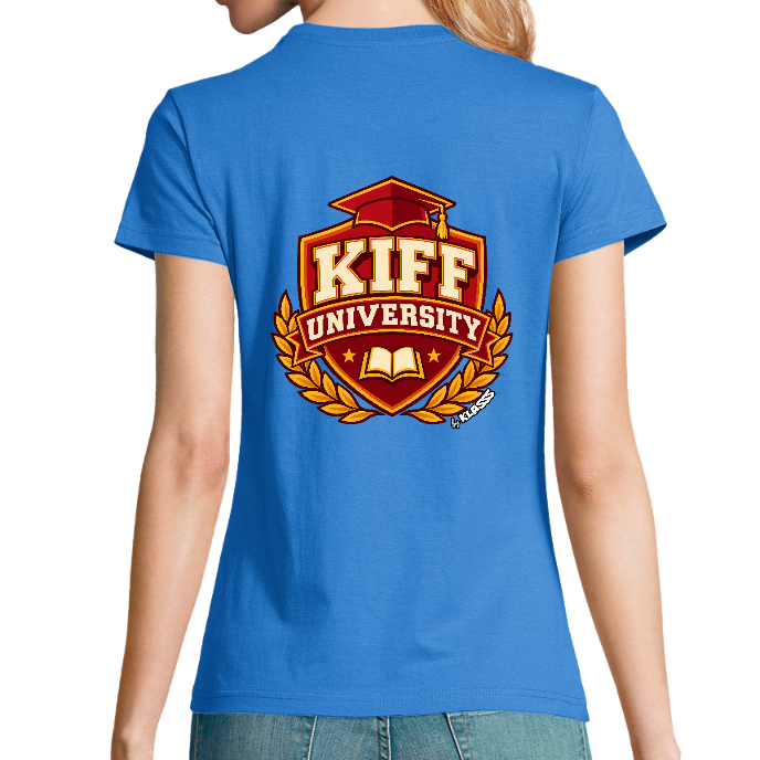 T-SHIRT FEMME COL Rond KLASSS "KIFF UNIVERSITY" - Coupe universelle, design VINTAGE Chic