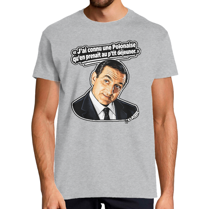T-shirt Homme VINTAGE CINEMA KLASSS "J'ai connu une polonaise qu'en prenait au p'tit déjeuner" col rond 