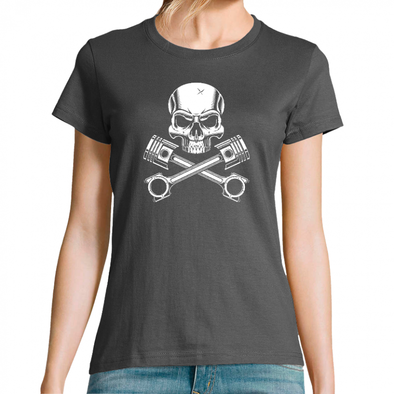 T-SHIRT NOIR FEMME - MOTARDE MECANICIENNE
