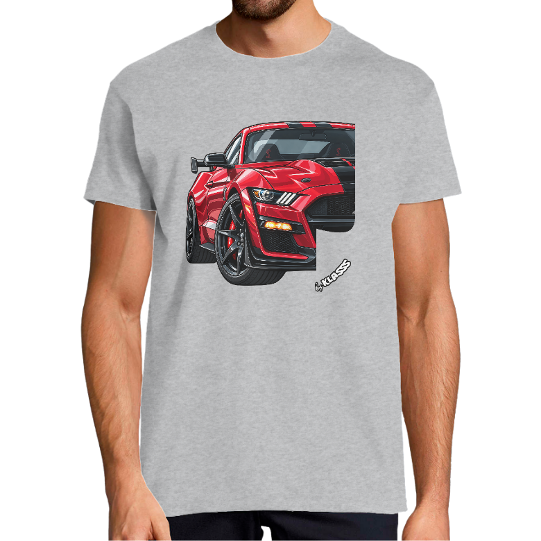 T-SHIRT HOMME KLASSS AUTOMOBILE "MUSTANG ADDICT GT", col rond 190 gr