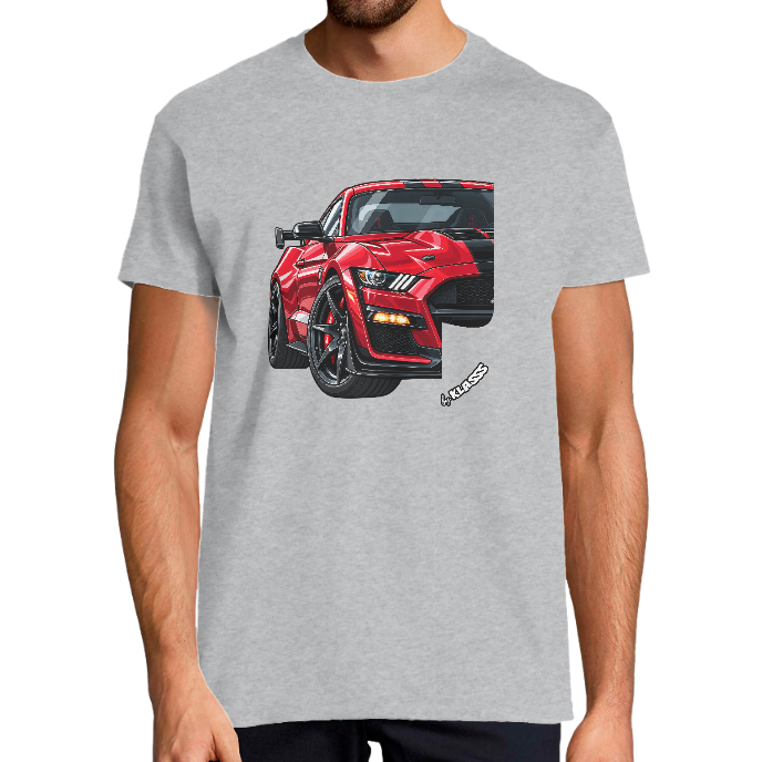 T-SHIRT HOMME KLASSS AUTOMOBILE "MUSTANG ADDICT GT", col rond 190 gr