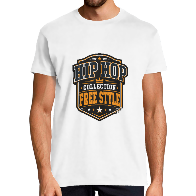 T-SHIRT HOMME KLASSS "HIP HOP COLLECTION FREE STYLE", col rond 190 gr