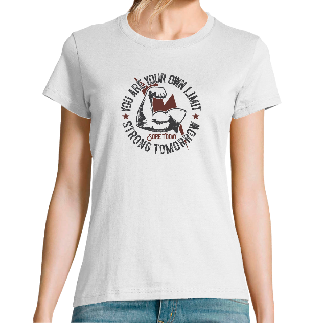 T-SHIRT YOU ARE YOUR OWN LIMIT FEMME– T-shirt fitness motivation sport