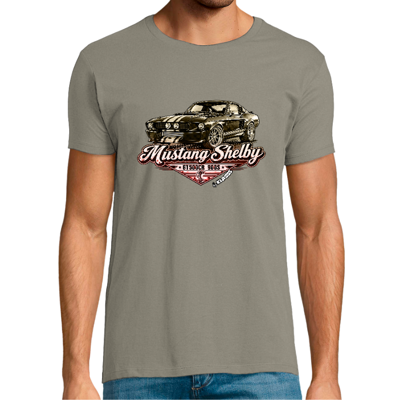 T-shirt Homme REGENT FIT KLASSS "MUSTANG SHELBY MUSCLE CAR CC" col rond 150 gr