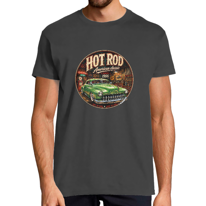 T-SHIRT HOMME "HOT ROD Green Vintage" KLASSS  col rond