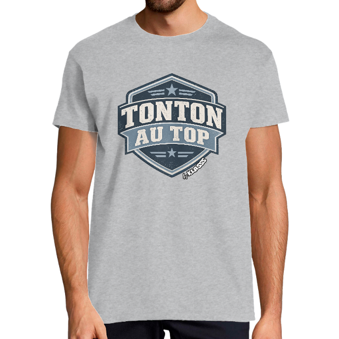 T-shirt Homme KLASSS "TONTON AU TOP" , Style Vintage et humour, col rond 
