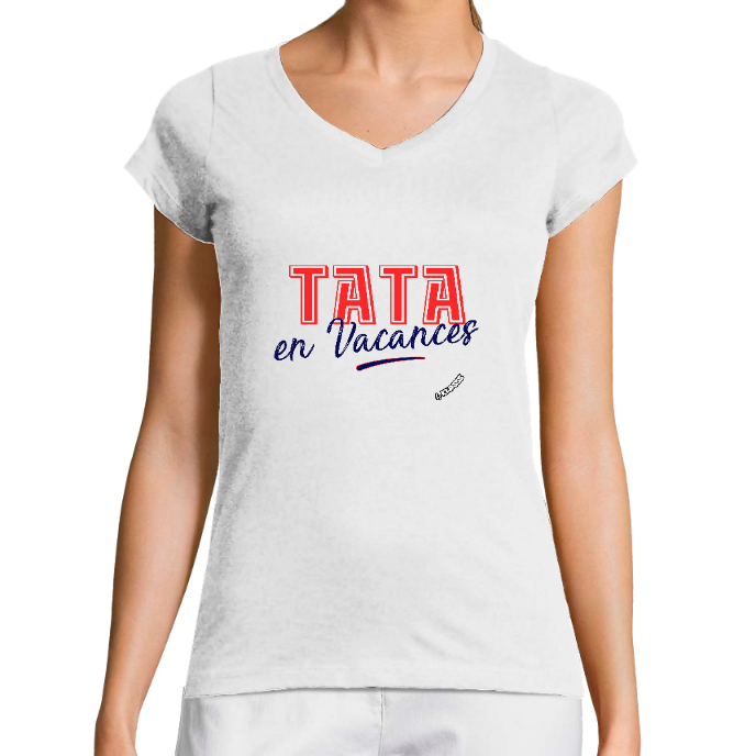 T-SHIRT Blanc FEMME TATA en Vacances" KLASSS, ultra chic