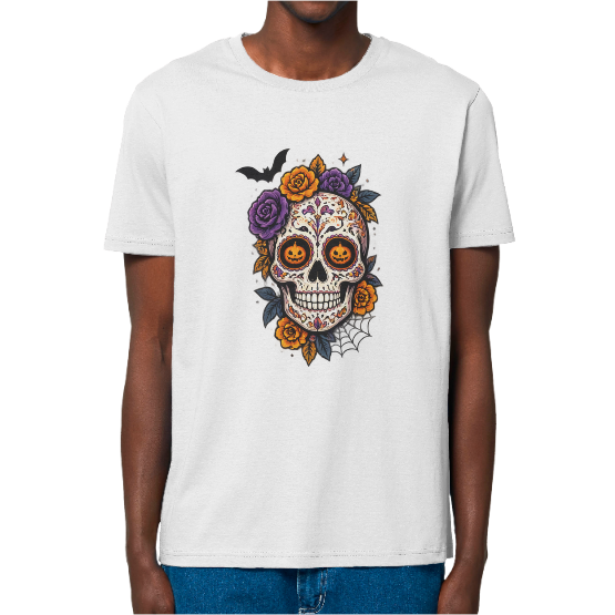 T-shirt Halloween Sugar Skull Floral – Tête de mort mexicaine