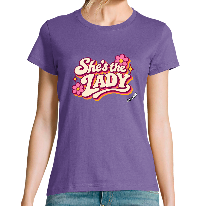 T-SHIRT FEMME COL Rond KLASSS VINTAGE "SHE'S THE LADY" - Coupe confortable, design Original