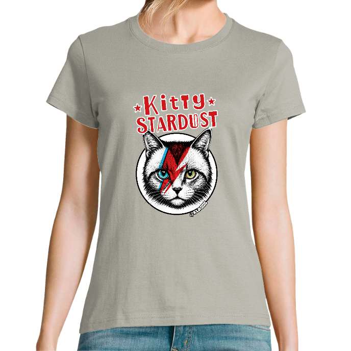T-SHIRT FEMME COL Rond KLASSS "KITTY STARDUST" - Coupe confortable, design Original