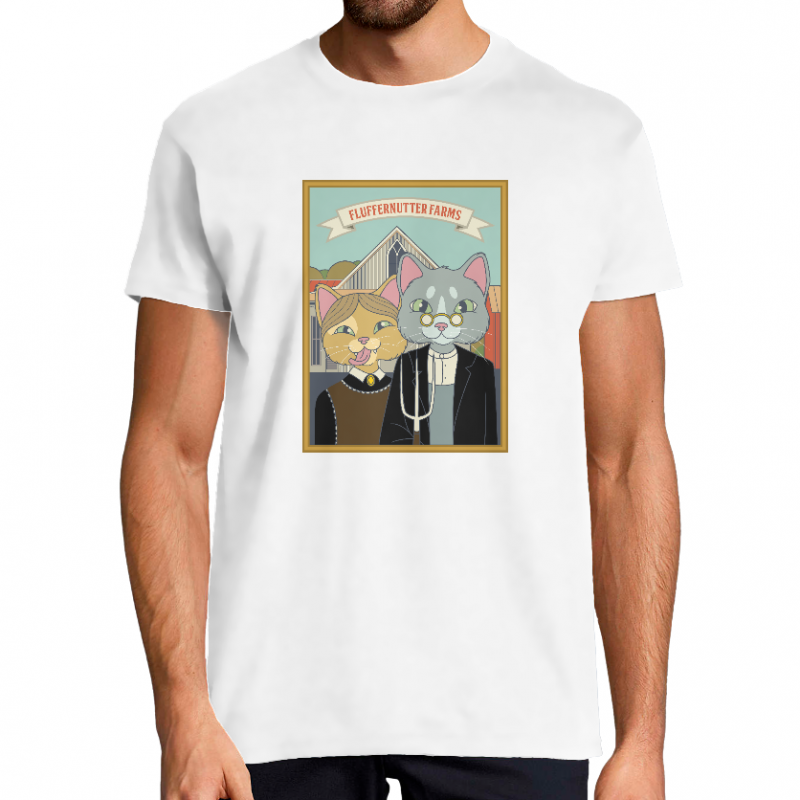 Face T-SHIRT VINTAGE CHAT FLUFFERNUTTER HOMME