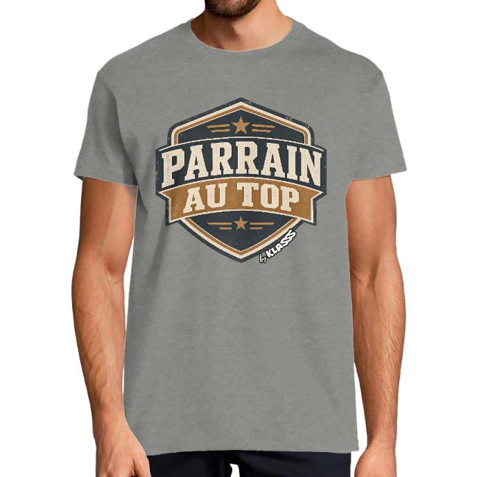 T-shirt Homme KLASSS vintage "PARRAIN AU TOP", design original, col rond 