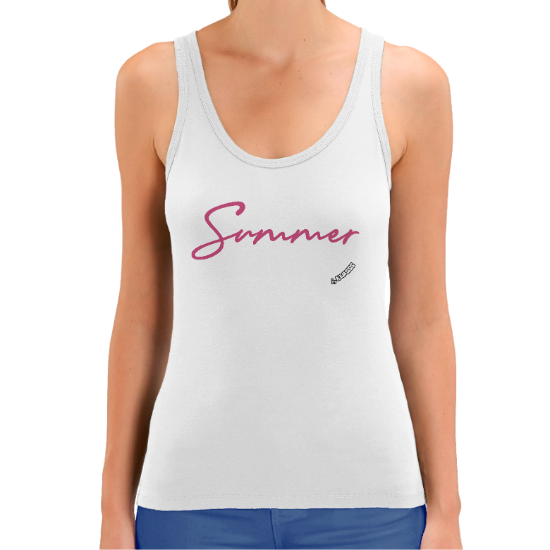 Débardeur FEMME KLASSS Blanc "SUMMER" coton bio, Style chic