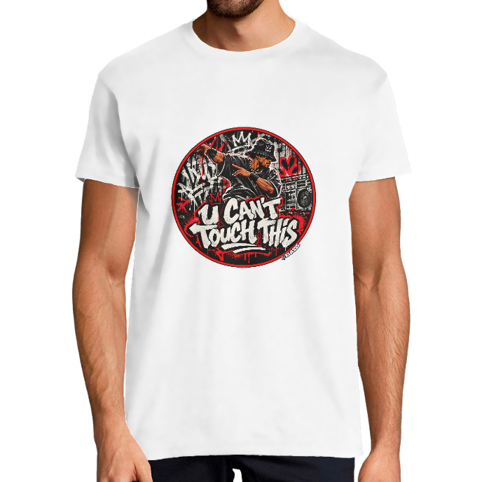 T-SHIRT HOMME KLASSS MUSIQUE RAP "U CAN'T TOUCH THIS" col rond 190 gr