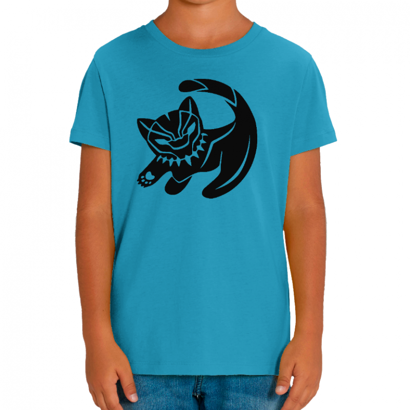 Face T-SHIRT BLACK PANTHER CAT ENFANT