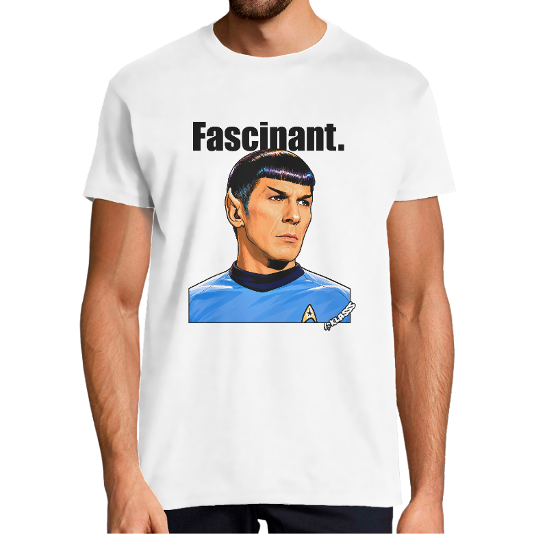 T-SHIRT HOMME KLASSS SERIE TV "FASCINANT SPOCK", col rond 150 gr