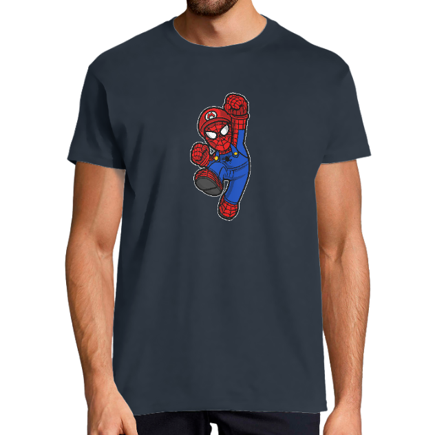 T-SHIRT SPIDER MARIO HOMME & Super-Héros en Coton