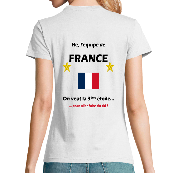 T-shirt Femme France Foot - La 3ème étoile pour aller faire du ski !