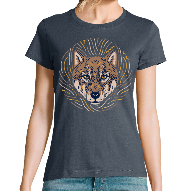 Face T-SHIRT FEMME - AMERICAN NATIVE WOLF
