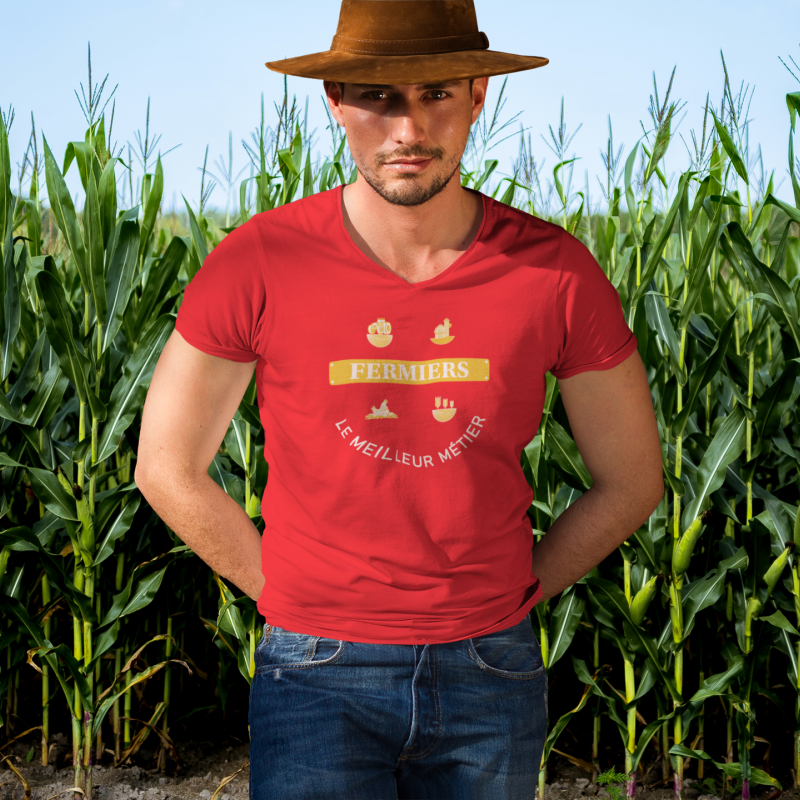 T-SHIRT FERMIERS LE MEILLEUR MÉTIER POUR HOMME 