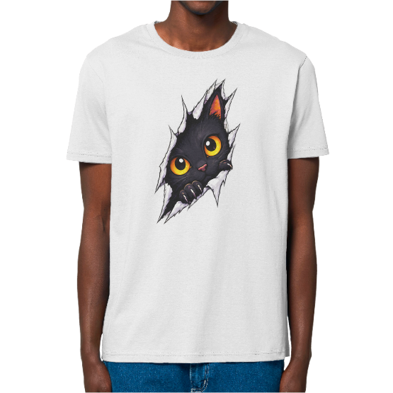 T-shirt Halloween Black Cat – Chat noir aux yeux orange