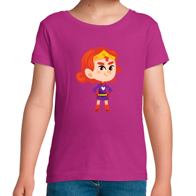 T-SHIRT SUPER-HÉROS COEUR FILLE 