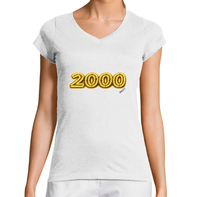T-SHIRT FEMME COL V KLASSS "2000" - Coupe très ajustée