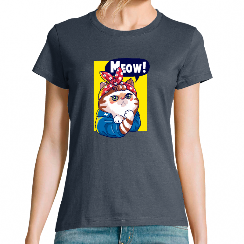T-SHIRT CHAT MEOW FEMME