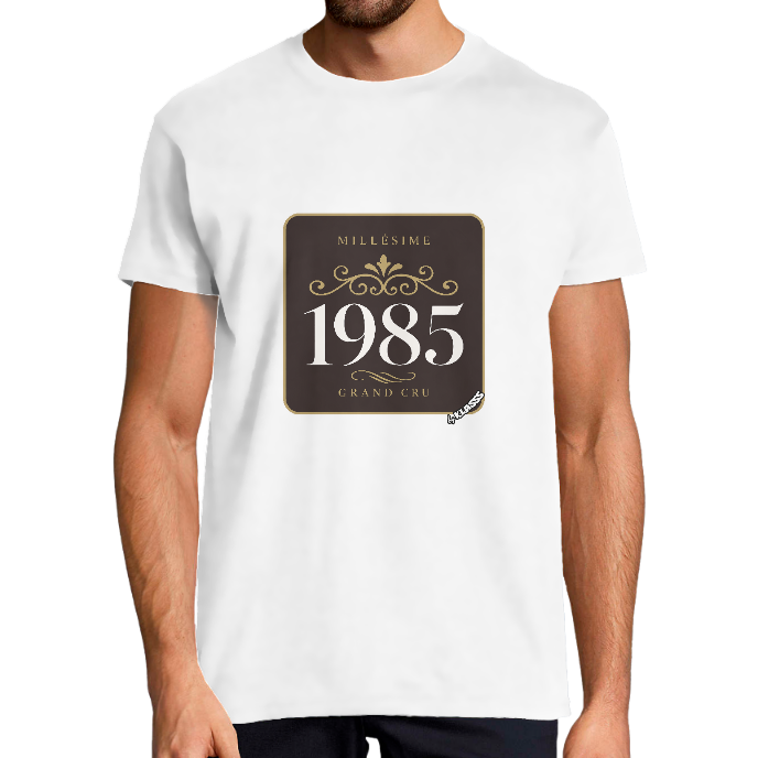 T-SHIRT HOMME KLASSS VINTAGE "MILLESIME 1985 Grand Cru", col rond 190 gr