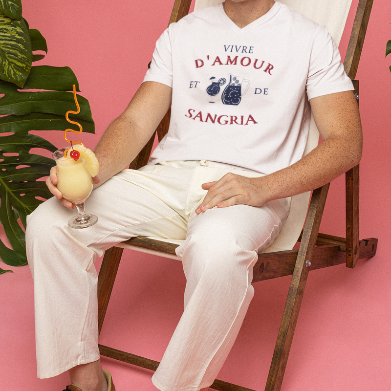 T-SHIRT VIVRE D'AMOUR ET DE SANGRIA POUR HOMME