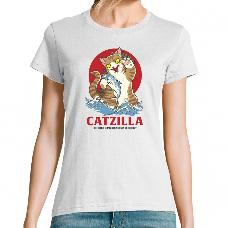T-SHIRT CHAT CATZILLA FEMME