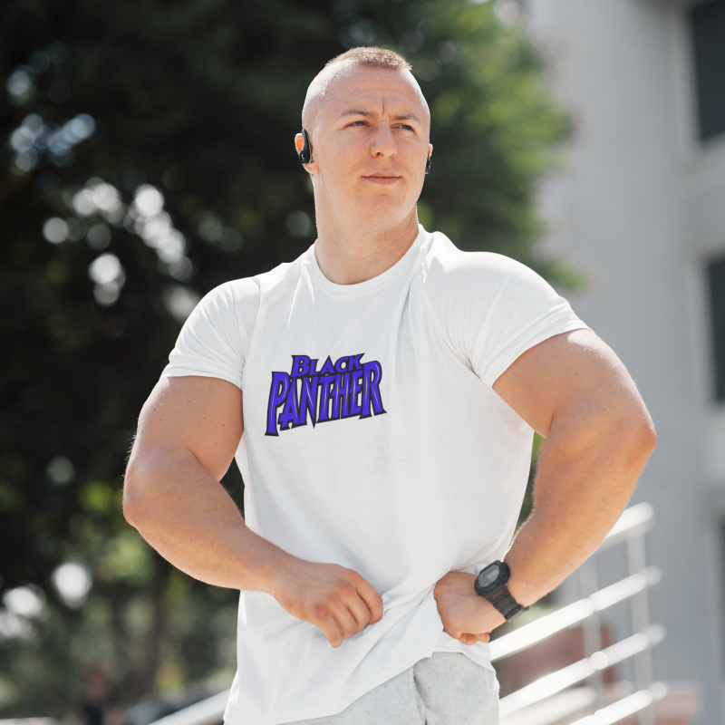 T-SHIRT BLACK PANTHER BLUE HOMME