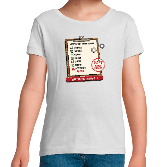 T-shirt fille rentrée scolaire – Vérification avant départ – Validé (ou presque) !