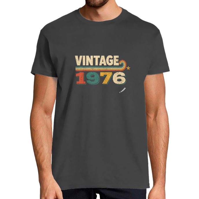 T-SHIRT HOMME "Vintage 1976" KLASSS col rond 190 gr