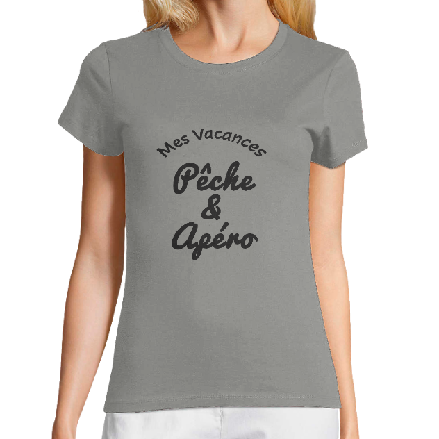 T-shirt Femme Bio – Mes Vacances Pêche & Apéro
