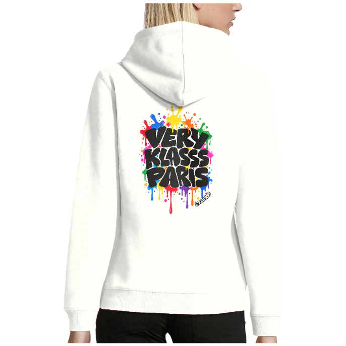 SWEAT A CAPUCHE FEMME "VERY KLASSS PARIS PAINT", style Original Modern Art
