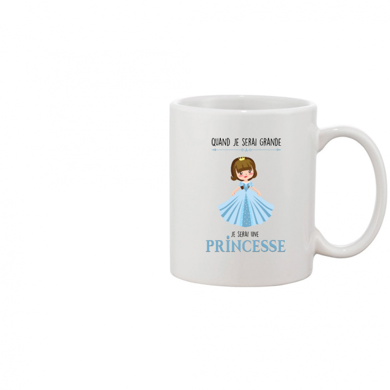 Face PRINCESSE ROBE BLEUE - MUG BLANC