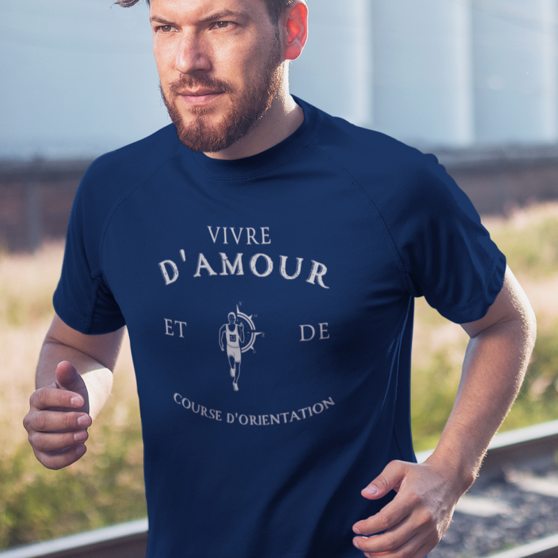 T-SHIRT VIVRE D'AMOUR ET DE COURSE D'ORIENTATION POUR HOMME