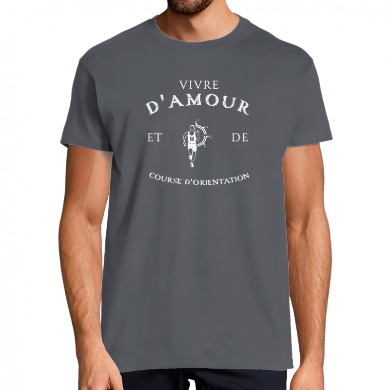 T-SHIRT VIVRE D'AMOUR ET DE COURSE D'ORIENTATION POUR HOMME