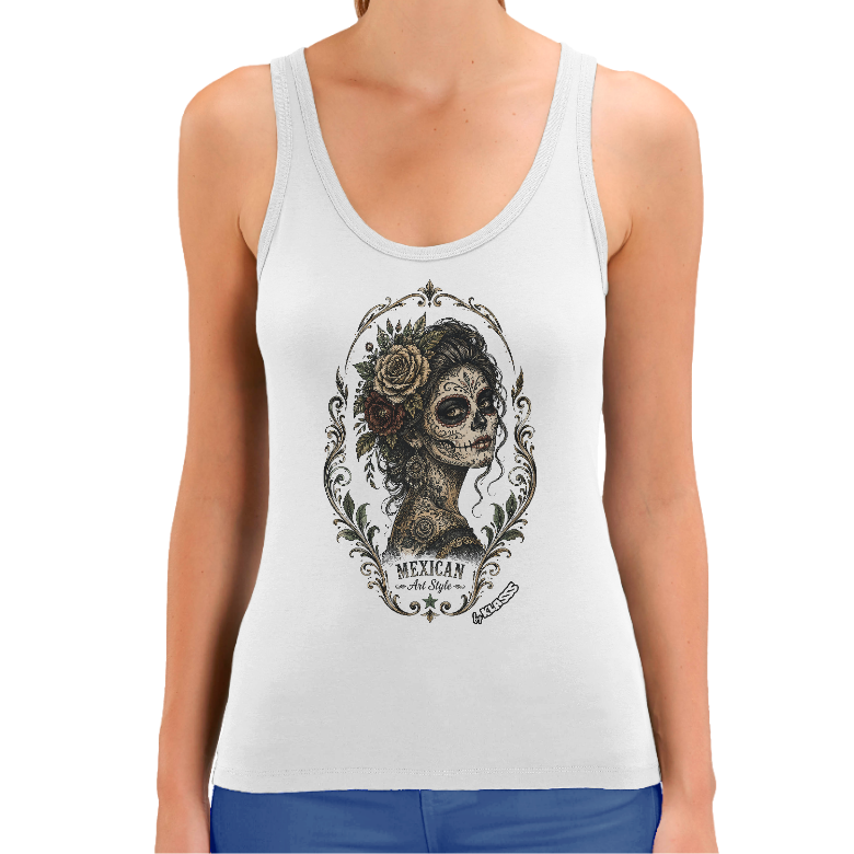Débardeur Blanc FEMME KLASSS VINTAGE "MEXICAN ART CLUB" coton bio