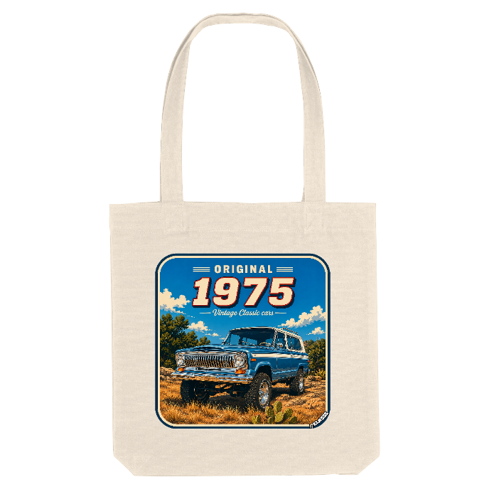 TOTE BAG KLASSS VINTAGE  "ORIGINAL 1975 CLASSIC CARS JEEP"