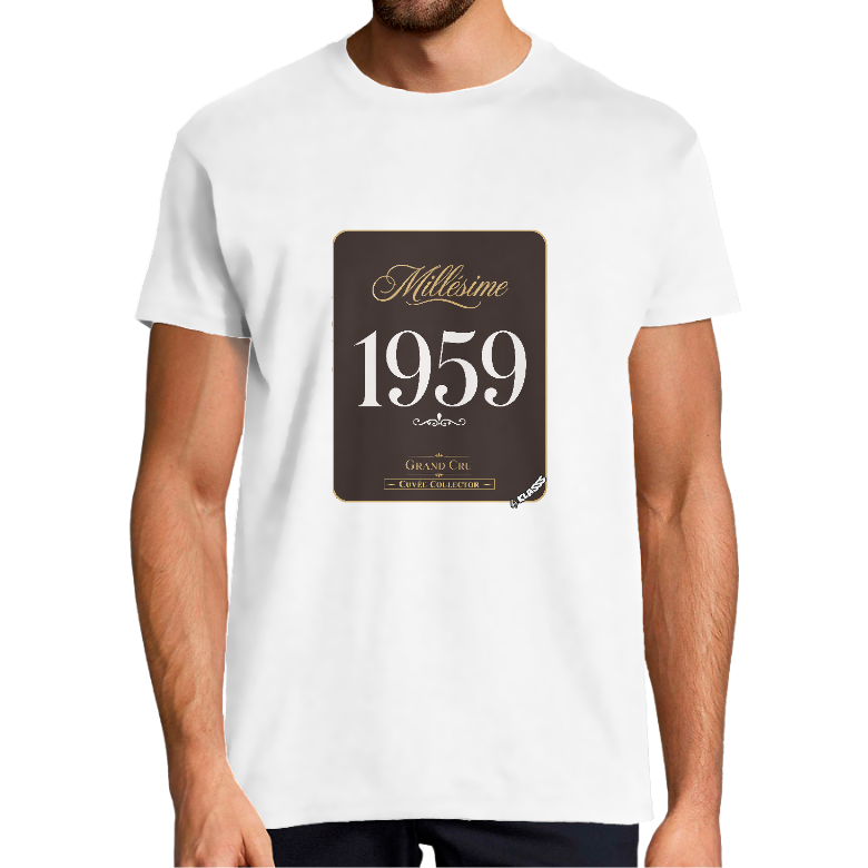 T-SHIRT HOMME KLASSS HUMOUR "Millésime 1959 Cuvée Collector", col rond 190 gr