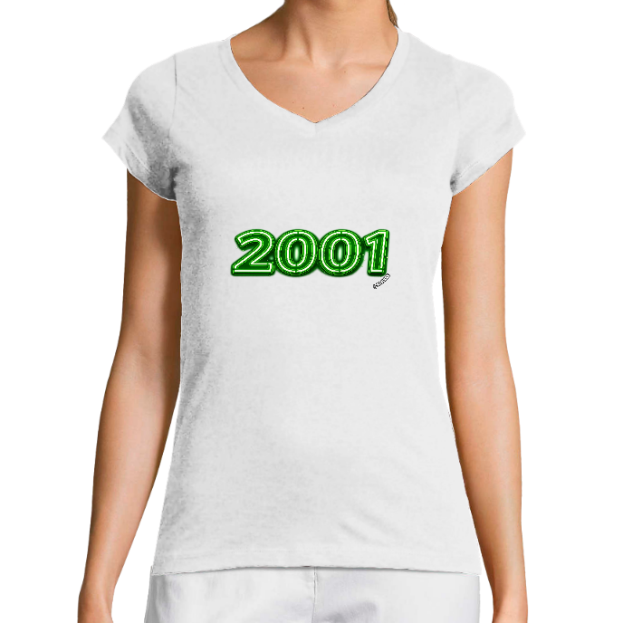 T-SHIRT FEMME COL V KLASSS "2001" - Coupe très ajustée