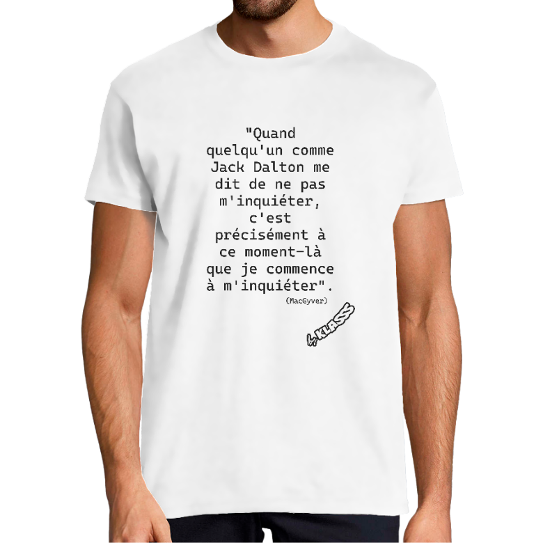 T-SHIRT HOMME KLASSS SERIE TV "Citation MAC GYVER", col rond 150 gr