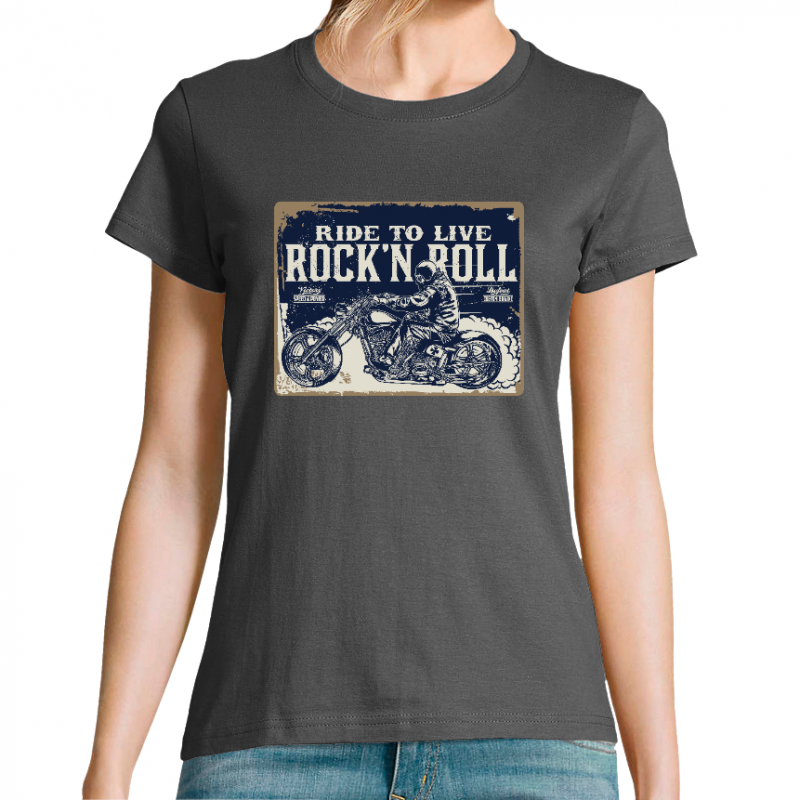 T-SHIRT RIDE TO LIVE ROCK'N'ROLL FEMME