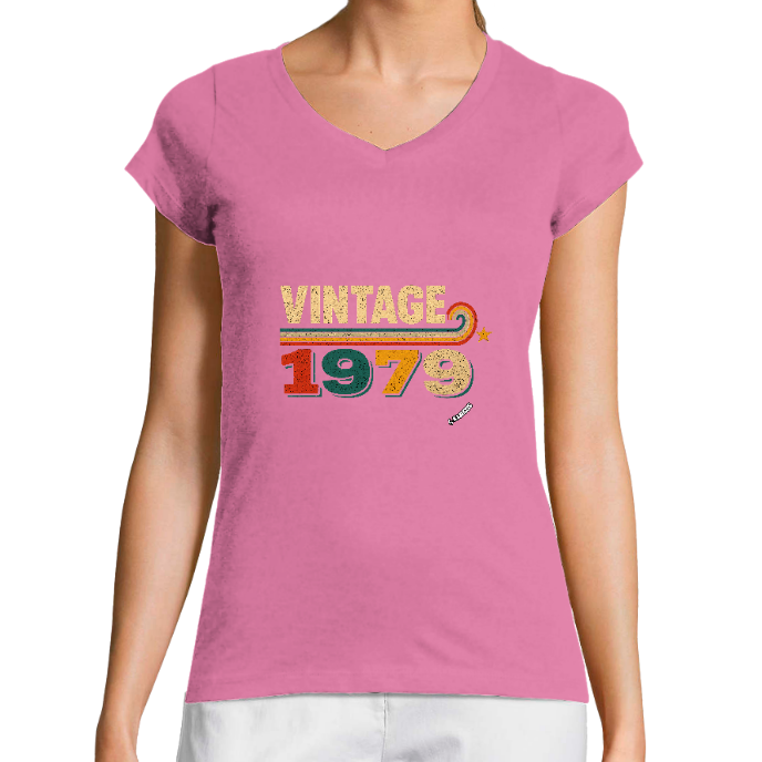 TSHIRT FEMME COL V KLASSS " VINTAGE 1979  " - Coupe très ajustée