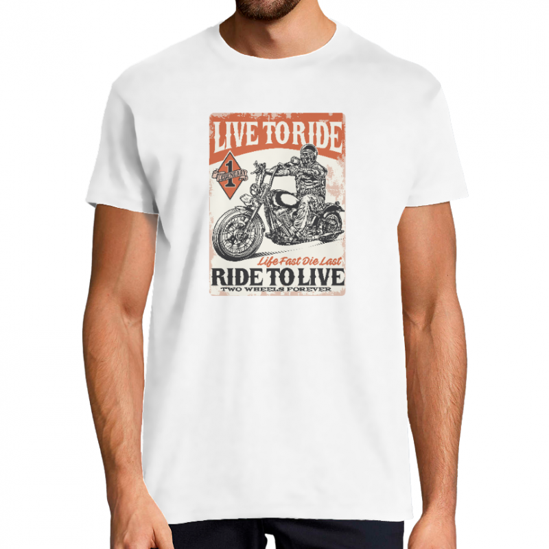 Face T-SHIRT LIVE TO RIDE HOMME