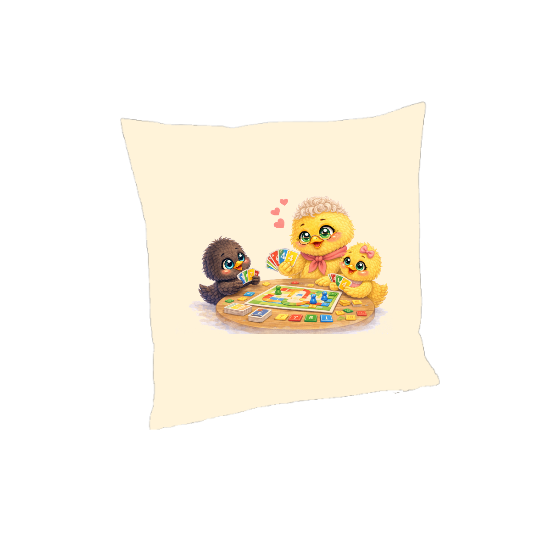 Housse de Coussin "Mamie & Jeux de Société" – Moment Complice en Famille
