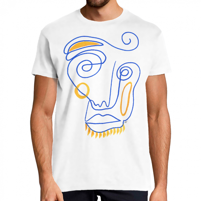 VISAGE BLEU ET JAUNE - T-SHIRT HOMME